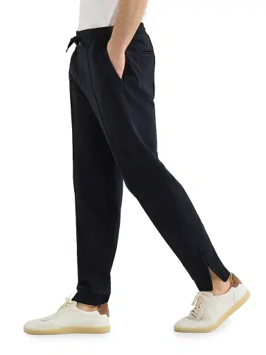 Brunello Cucinelli Men's Techno Cotton French Terry Trousers with Crête Detail - Black | Thumbnail 3 Brunello Cucinelli Men's Techno Cotton French Terry Trousers with Crête Detail - Black | Thumbnail 3