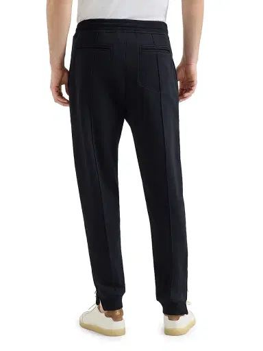 Brunello Cucinelli Men's Techno Cotton French Terry Trousers with Crête Detail - Black | Thumbnail 4 Brunello Cucinelli Men's Techno Cotton French Terry Trousers with Crête Detail - Black | Thumbnail 4