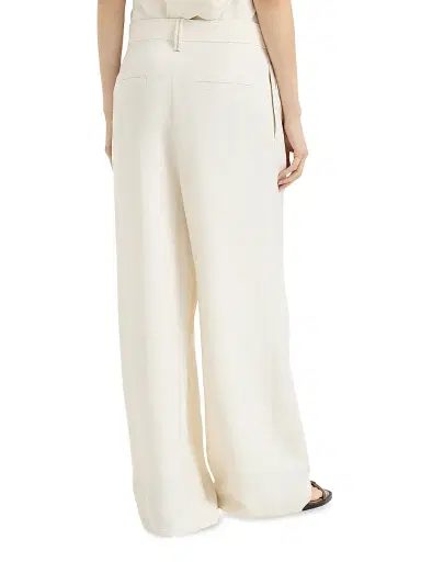 Brunello Cucinelli Women's Viscose and Linen Fluid Twill Sartorial Wrap Trousers - | Thumbnail 3 Brunello Cucinelli Women's Viscose and Linen Fluid Twill Sartorial Wrap Trousers - | Thumbnail 3