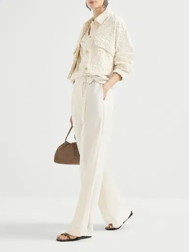 Brunello Cucinelli Women's Viscose and Linen Fluid Twill Sartorial Wrap Trousers - | Thumbnail 5 Brunello Cucinelli Women's Viscose and Linen Fluid Twill Sartorial Wrap Trousers - | Thumbnail 5