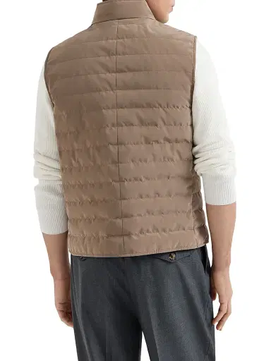 Brunello Cucinelli Men's Bonded Nylon Down Vest | Thumbnail 3 Brunello Cucinelli Men's Bonded Nylon Down Vest | Thumbnail 3
