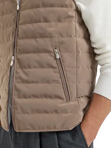Brunello Cucinelli Men's Bonded Nylon Down Vest | Thumbnail 5 Brunello Cucinelli Men's Bonded Nylon Down Vest | Thumbnail 5