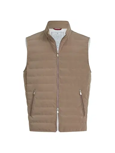 Brunello Cucinelli Men's Bonded Nylon Down Vest | Thumbnail 1 Brunello Cucinelli Men's Bonded Nylon Down Vest | Thumbnail 1