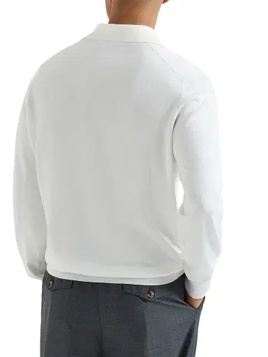 Brunello Cucinelli Men's Cotton Lightweight Knit Polo Shirt | Thumbnail 3 Brunello Cucinelli Men's Cotton Lightweight Knit Polo Shirt | Thumbnail 3