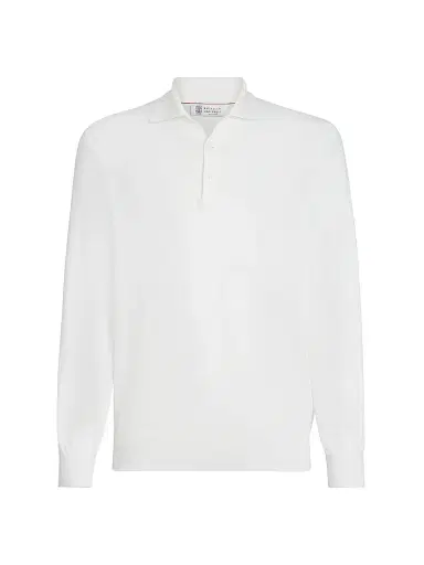 Brunello Cucinelli Men's Cotton Lightweight Knit Polo Shirt | Thumbnail 1 Brunello Cucinelli Men's Cotton Lightweight Knit Polo Shirt | Thumbnail 1