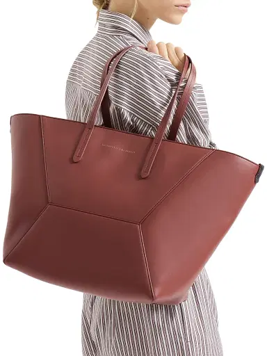 Brunello Cucinelli Women's Duo Tote Bag in Calfskin with Monili - Red | Thumbnail 2 Brunello Cucinelli Women's Duo Tote Bag in Calfskin with Monili - Red | Thumbnail 2