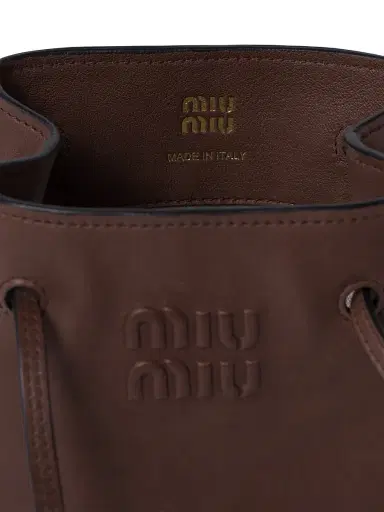 Miu Miu Women's Nappa Leather Mini Bucket Bag - Dark Brown | Thumbnail 4 Miu Miu Women's Nappa Leather Mini Bucket Bag - Dark Brown | Thumbnail 4