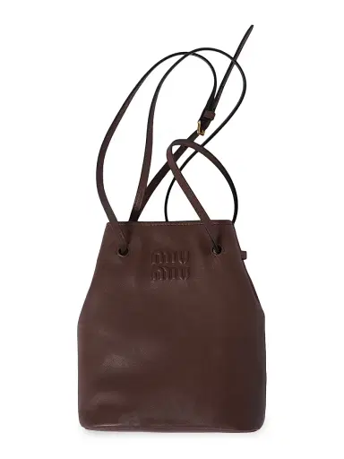 Miu Miu Women's Nappa Leather Mini Bucket Bag - Dark Brown | Thumbnail 1 Miu Miu Women's Nappa Leather Mini Bucket Bag - Dark Brown | Thumbnail 1