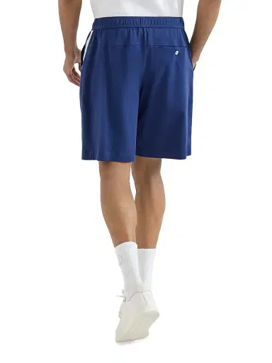 Brunello Cucinelli Men's Cotton Interlock Shorts with Logo - Avio Blue | Thumbnail 3 Brunello Cucinelli Men's Cotton Interlock Shorts with Logo - Avio Blue | Thumbnail 3