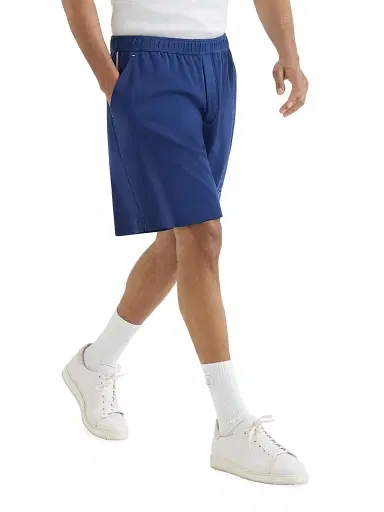 Brunello Cucinelli Men's Cotton Interlock Shorts with Logo - Avio Blue | Thumbnail 5 Brunello Cucinelli Men's Cotton Interlock Shorts with Logo - Avio Blue | Thumbnail 5