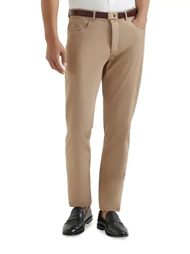 Brunello Cucinelli Men's Garment Dyed Italian Fit Five Pocket Jeans - Biscuit | Thumbnail 2 Brunello Cucinelli Men's Garment Dyed Italian Fit Five Pocket Jeans - Biscuit | Thumbnail 2