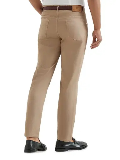 Brunello Cucinelli Men's Garment Dyed Italian Fit Five Pocket Jeans - Biscuit | Thumbnail 3 Brunello Cucinelli Men's Garment Dyed Italian Fit Five Pocket Jeans - Biscuit | Thumbnail 3