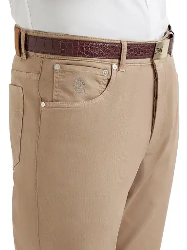Brunello Cucinelli Men's Garment Dyed Italian Fit Five Pocket Jeans - Biscuit | Thumbnail 4 Brunello Cucinelli Men's Garment Dyed Italian Fit Five Pocket Jeans - Biscuit | Thumbnail 4