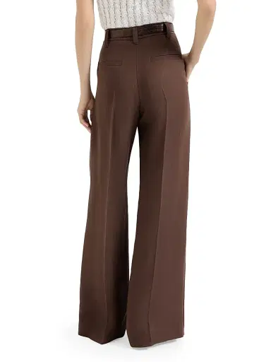 Brunello Cucinelli Women's Viscose and Linen Fluid Twill Sartorial Wide Trousers - Cocoa | Thumbnail 3 Brunello Cucinelli Women's Viscose and Linen Fluid Twill Sartorial Wide Trousers - Cocoa | Thumbnail 3