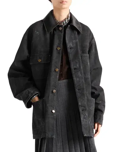 Prada Women's Canvas Blouson Jacket - Black - Size 12 | Thumbnail 2 Prada Women's Canvas Blouson Jacket - Black - Size 12 | Thumbnail 2