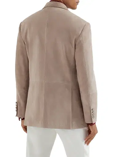 Brunello Cucinelli Men's Country Suede One and a Half Breasted Blazer with Metal Buttons | Thumbnail 3 Brunello Cucinelli Men's Country Suede One and a Half Breasted Blazer with Metal Buttons | Thumbnail 3