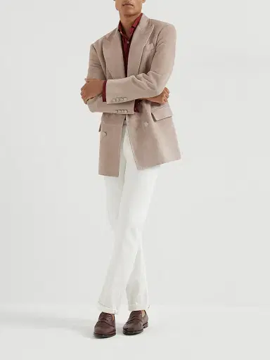 Brunello Cucinelli Men's Country Suede One and a Half Breasted Blazer with Metal Buttons | Thumbnail 6 Brunello Cucinelli Men's Country Suede One and a Half Breasted Blazer with Metal Buttons | Thumbnail 6