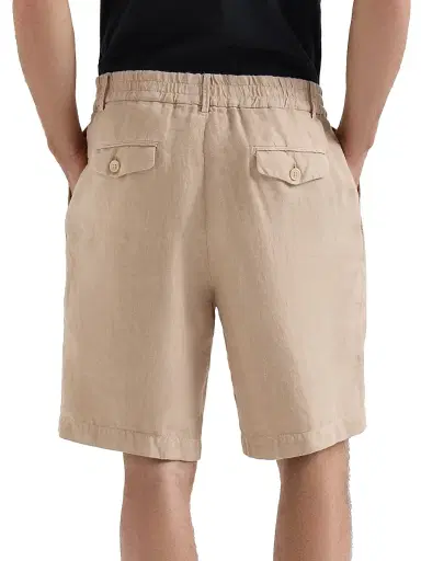 Brunello Cucinelli Men's Garment Dyed Bermuda Shorts in Linen Gabardine | Thumbnail 3 Brunello Cucinelli Men's Garment Dyed Bermuda Shorts in Linen Gabardine | Thumbnail 3