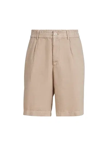 Brunello Cucinelli Men's Garment Dyed Bermuda Shorts in Linen Gabardine | Thumbnail 1 Brunello Cucinelli Men's Garment Dyed Bermuda Shorts in Linen Gabardine | Thumbnail 1