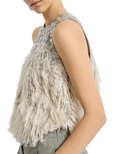 Brunello Cucinelli Women's Dazzling Dégradé Top in Cotton and Silk Fil Coupé | Thumbnail 3 Brunello Cucinelli Women's Dazzling Dégradé Top in Cotton and Silk Fil Coupé | Thumbnail 3