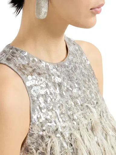 Brunello Cucinelli Women's Dazzling Dégradé Top in Cotton and Silk Fil Coupé | Thumbnail 5 Brunello Cucinelli Women's Dazzling Dégradé Top in Cotton and Silk Fil Coupé | Thumbnail 5