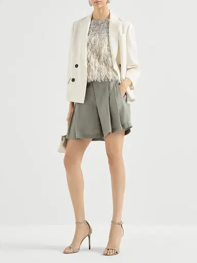 Brunello Cucinelli Women's Dazzling Dégradé Top in Cotton and Silk Fil Coupé | Thumbnail 6 Brunello Cucinelli Women's Dazzling Dégradé Top in Cotton and Silk Fil Coupé | Thumbnail 6