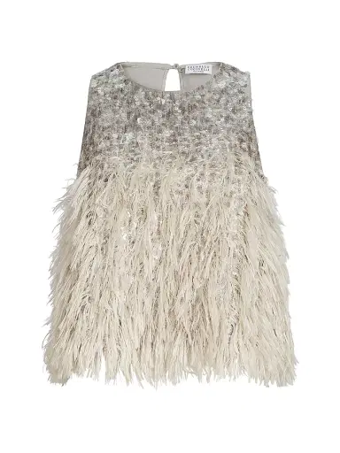 Brunello Cucinelli Women's Dazzling Dégradé Top in Cotton and Silk Fil Coupé | Thumbnail 1 Brunello Cucinelli Women's Dazzling Dégradé Top in Cotton and Silk Fil Coupé | Thumbnail 1