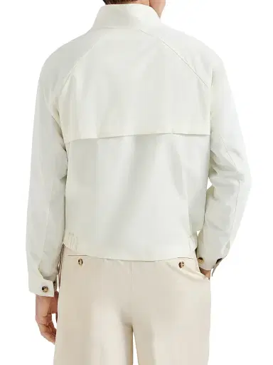 Brunello Cucinelli Men's Water Resistant Techno Cotton Gabardine Outerwear Jacket - Off White | Thumbnail 3 Brunello Cucinelli Men's Water Resistant Techno Cotton Gabardine Outerwear Jacket - Off White | Thumbnail 3