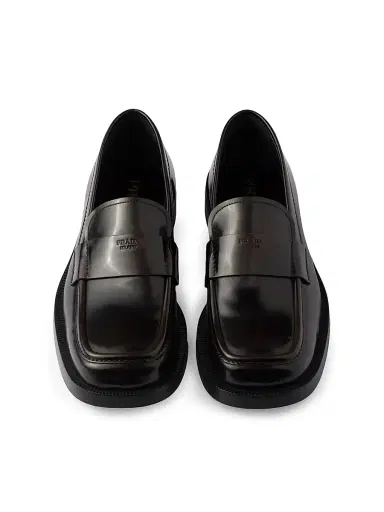 Prada Men's Brushed Leather Loafers - Brown | Thumbnail 2 Prada Men's Brushed Leather Loafers - Brown | Thumbnail 2