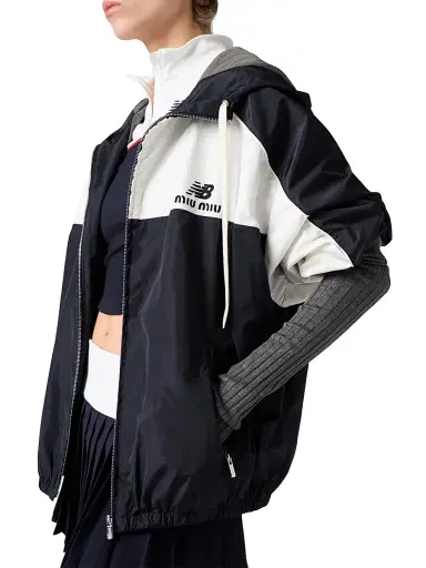 Miu Miu Women's New Balance X with Coco Gauff Technical Poplin Hoodie Jacket - Blue - Size 8 | Thumbnail 4 Miu Miu Women's New Balance X with Coco Gauff Technical Poplin Hoodie Jacket - Blue - Size 8 | Thumbnail 4