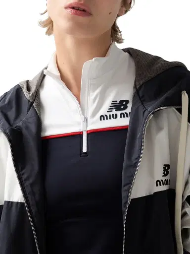Miu Miu Women's New Balance X with Coco Gauff Technical Poplin Hoodie Jacket - Blue - Size 8 | Thumbnail 6 Miu Miu Women's New Balance X with Coco Gauff Technical Poplin Hoodie Jacket - Blue - Size 8 | Thumbnail 6