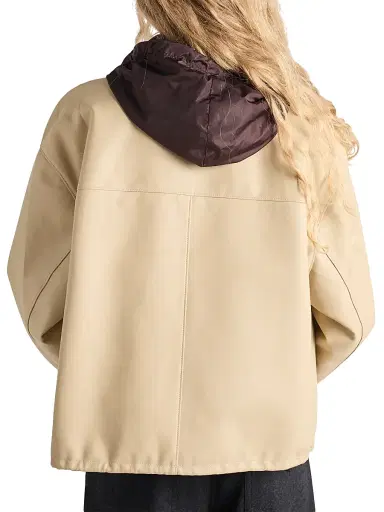 Prada Women's Nappa Leather Blouson Jacket - Beige Khaki - Size 2 | Thumbnail 4 Prada Women's Nappa Leather Blouson Jacket - Beige Khaki - Size 2 | Thumbnail 4