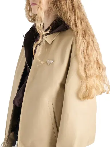 Prada Women's Nappa Leather Blouson Jacket - Beige Khaki - Size 2 | Thumbnail 5 Prada Women's Nappa Leather Blouson Jacket - Beige Khaki - Size 2 | Thumbnail 5