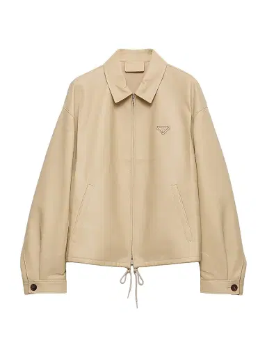 Prada Women's Nappa Leather Blouson Jacket - Beige Khaki - Size 2 | Thumbnail 1 Prada Women's Nappa Leather Blouson Jacket - Beige Khaki - Size 2 | Thumbnail 1