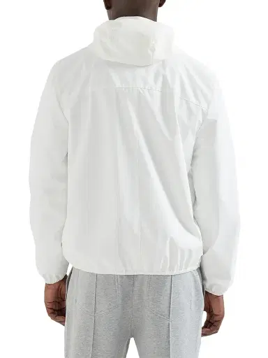 Brunello Cucinelli Men's Bonded Nylon Hooded Outerwear Jacket with Logo - Off White | Thumbnail 3 Brunello Cucinelli Men's Bonded Nylon Hooded Outerwear Jacket with Logo - Off White | Thumbnail 3