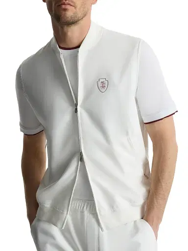Brunello Cucinelli Men's Nylon Vest with Logo - White | Thumbnail 4 Brunello Cucinelli Men's Nylon Vest with Logo - White | Thumbnail 4