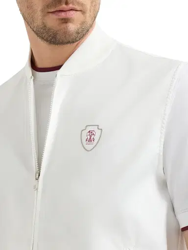 Brunello Cucinelli Men's Nylon Vest with Logo - White | Thumbnail 5 Brunello Cucinelli Men's Nylon Vest with Logo - White | Thumbnail 5