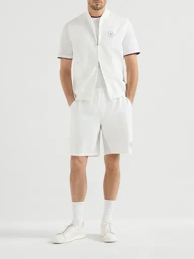 Brunello Cucinelli Men's Nylon Vest with Logo - White | Thumbnail 6 Brunello Cucinelli Men's Nylon Vest with Logo - White | Thumbnail 6