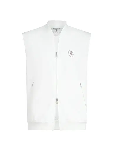 Brunello Cucinelli Men's Nylon Vest with Logo - White | Thumbnail 1 Brunello Cucinelli Men's Nylon Vest with Logo - White | Thumbnail 1