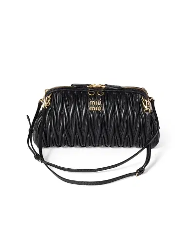 Miu Miu Women's Matelassé Nappa Leather Shoulder Bag - Black | Thumbnail 1 Miu Miu Women's Matelassé Nappa Leather Shoulder Bag - Black | Thumbnail 1