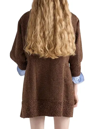 Prada Women's Mouliné Wool Mini Dress - Brown | Thumbnail 3 Prada Women's Mouliné Wool Mini Dress - Brown | Thumbnail 3