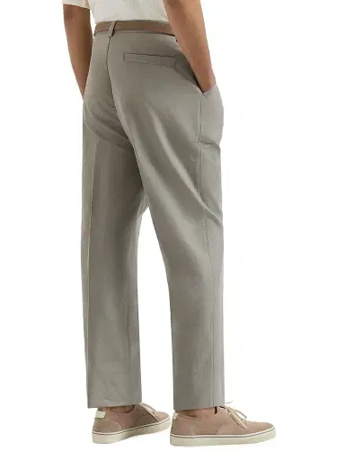 Brunello Cucinelli Men's Cotton and Linen Panama Trousers | Thumbnail 3 Brunello Cucinelli Men's Cotton and Linen Panama Trousers | Thumbnail 3