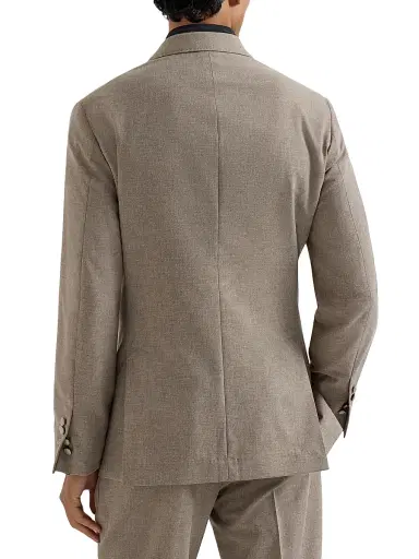 Brunello Cucinelli Men's Virgin Wool, Cotton and Silk Mouliné One and a Half Breasted Blazer | Thumbnail 3 Brunello Cucinelli Men's Virgin Wool, Cotton and Silk Mouliné One and a Half Breasted Blazer | Thumbnail 3