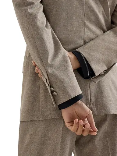 Brunello Cucinelli Men's Virgin Wool, Cotton and Silk Mouliné One and a Half Breasted Blazer | Thumbnail 4 Brunello Cucinelli Men's Virgin Wool, Cotton and Silk Mouliné One and a Half Breasted Blazer | Thumbnail 4