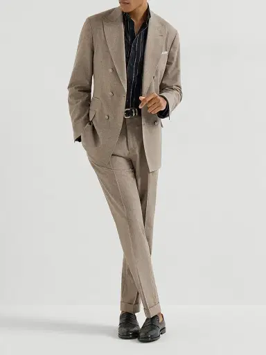 Brunello Cucinelli Men's Virgin Wool, Cotton and Silk Mouliné One and a Half Breasted Blazer | Thumbnail 6 Brunello Cucinelli Men's Virgin Wool, Cotton and Silk Mouliné One and a Half Breasted Blazer | Thumbnail 6