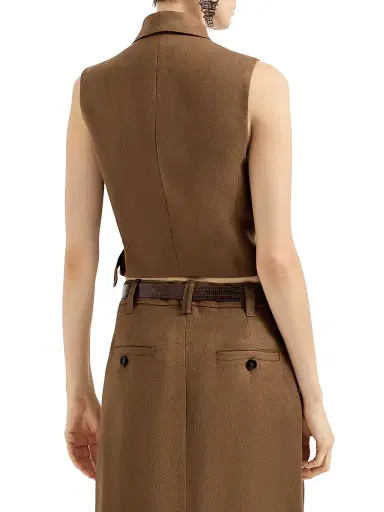 Brunello Cucinelli Women's Linen Diagonal Vest with Monili | Thumbnail 3 Brunello Cucinelli Women's Linen Diagonal Vest with Monili | Thumbnail 3