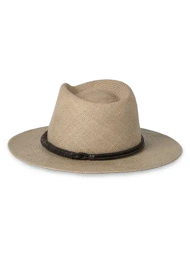 Brunello Cucinelli Women's Straw Fedora with Precious Leather Band - Beige | Thumbnail 2 Brunello Cucinelli Women's Straw Fedora with Precious Leather Band - Beige | Thumbnail 2