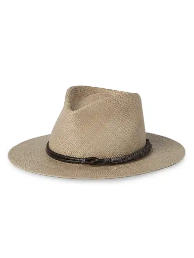 Brunello Cucinelli Women's Straw Fedora with Precious Leather Band - Beige | Thumbnail 1 Brunello Cucinelli Women's Straw Fedora with Precious Leather Band - Beige | Thumbnail 1