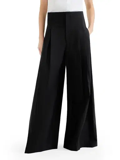 Brunello Cucinelli Women's Techno Cotton Poplin Maxi Trousers - Black | Thumbnail 2 Brunello Cucinelli Women's Techno Cotton Poplin Maxi Trousers - Black | Thumbnail 2