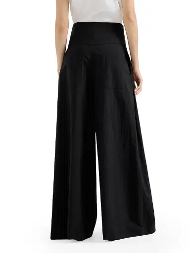 Brunello Cucinelli Women's Techno Cotton Poplin Maxi Trousers - Black | Thumbnail 3 Brunello Cucinelli Women's Techno Cotton Poplin Maxi Trousers - Black | Thumbnail 3